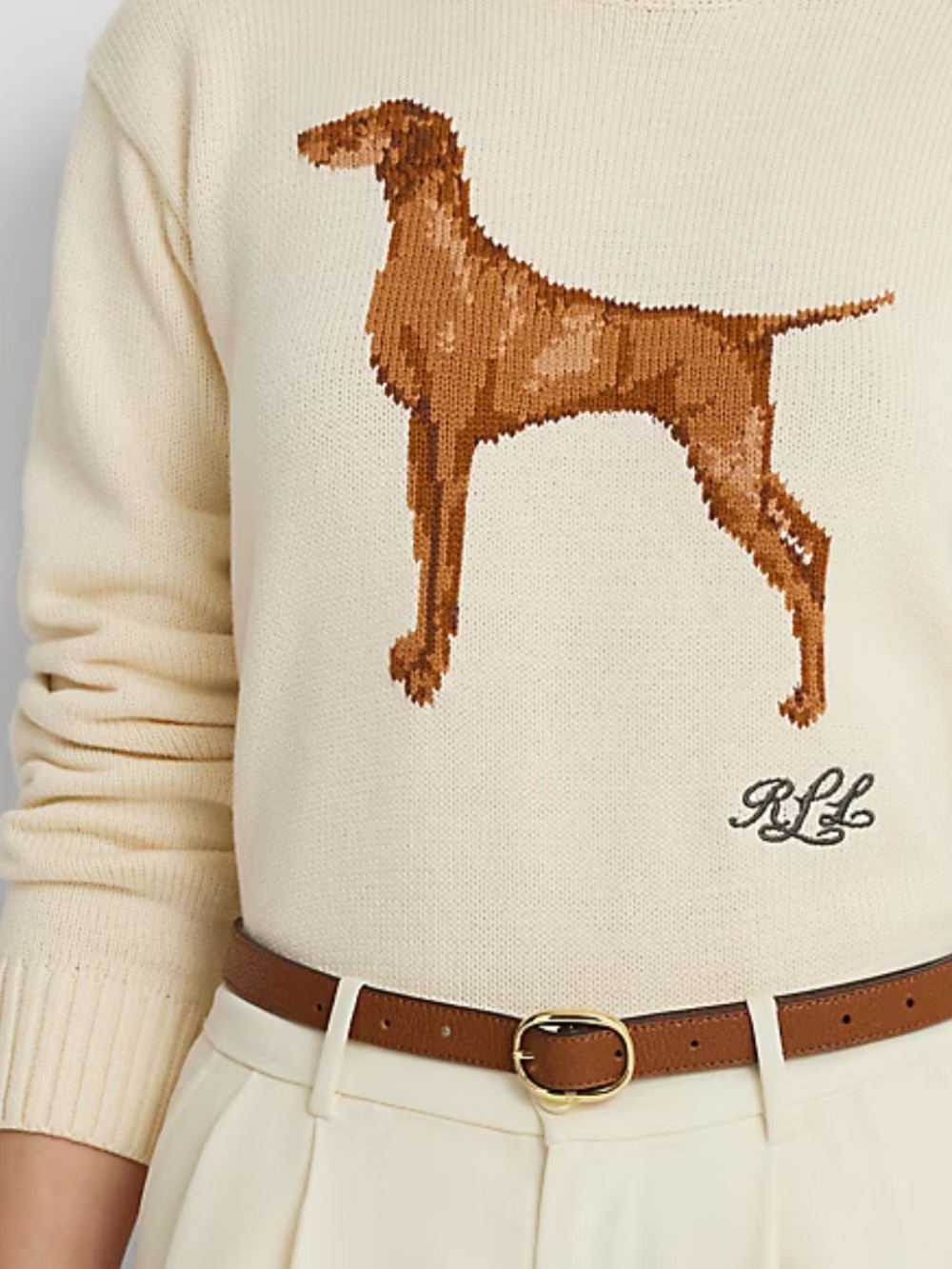 Ralph Lauren Lauren Intarsia-Knit Cotton Blend Sweater - Picture 7 of 8